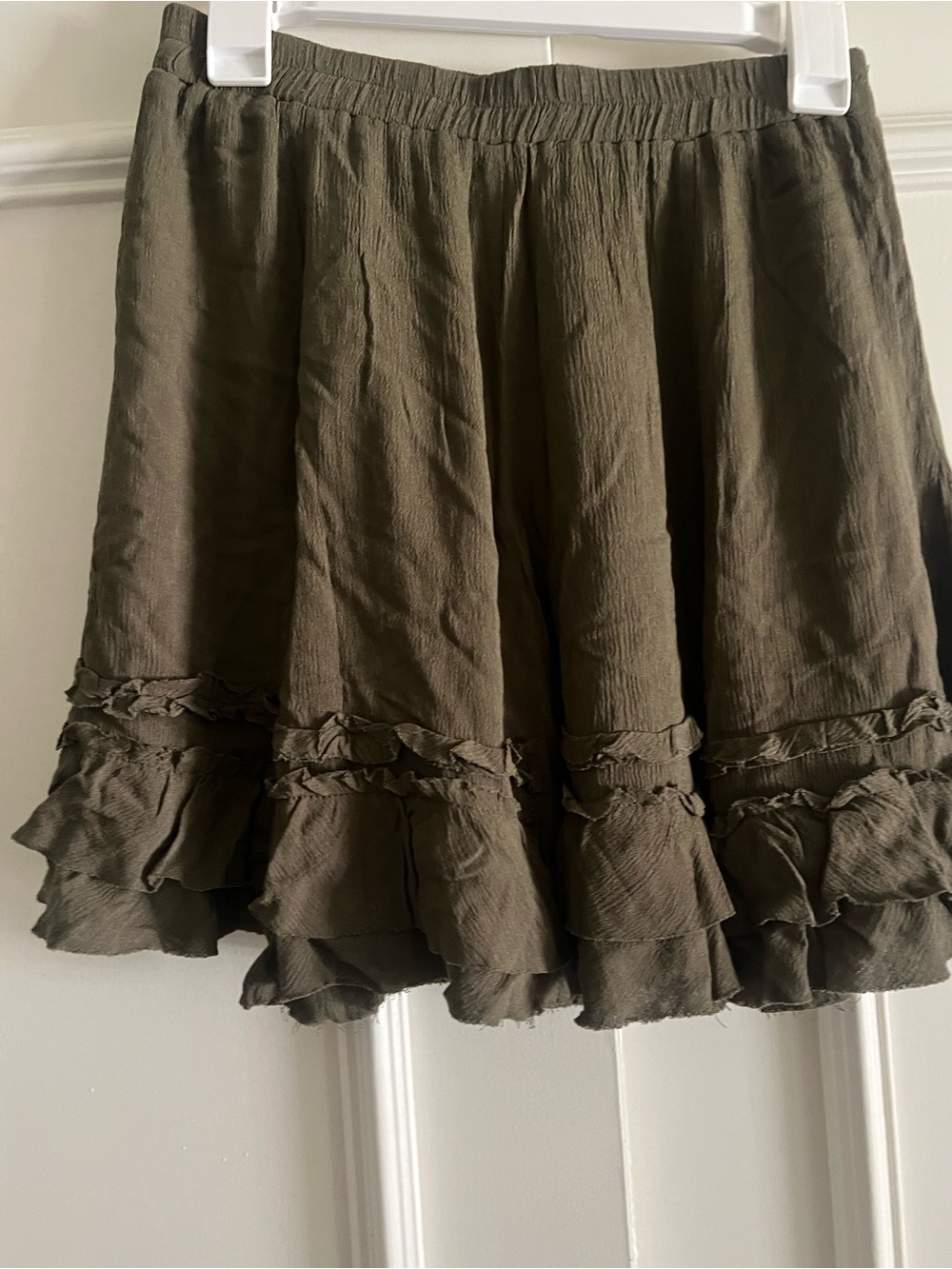 Wishlist Olive Green Ruffle Hem Skater Skirt